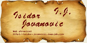 Isidor Jovanović vizit kartica